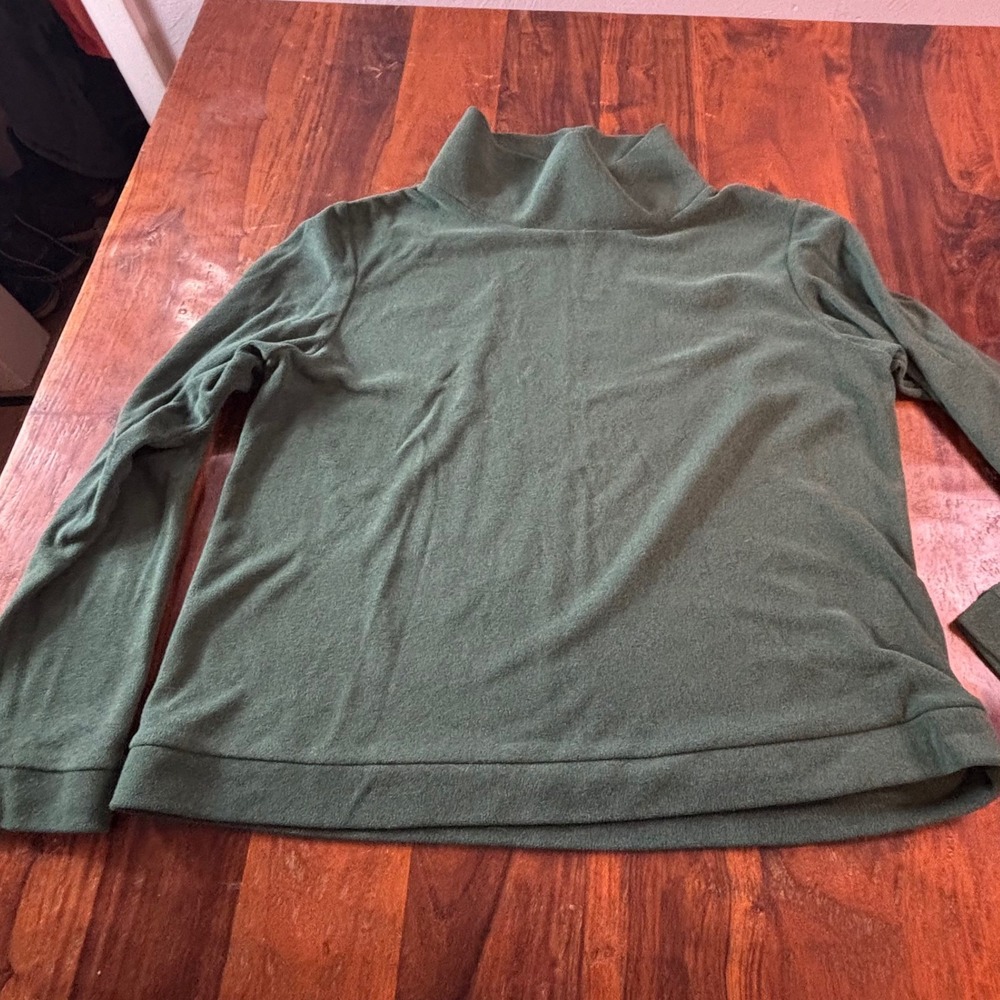 Dudley Stephens Park Slope Turtleneck Vello‎ Fleece Pullover Green Womens XL